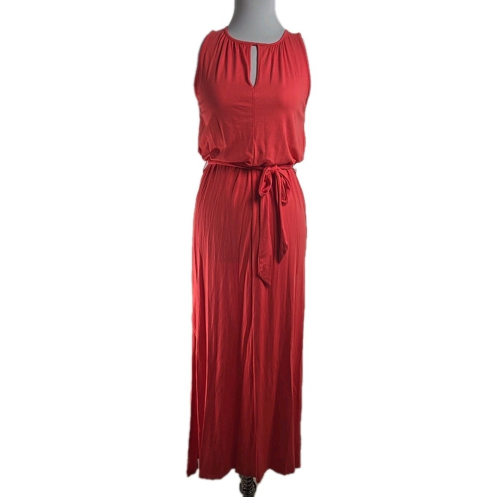 Three Dots Coral Jersey Viscose Sleeveless Keyhole Maxi Dress X-Small Sundress